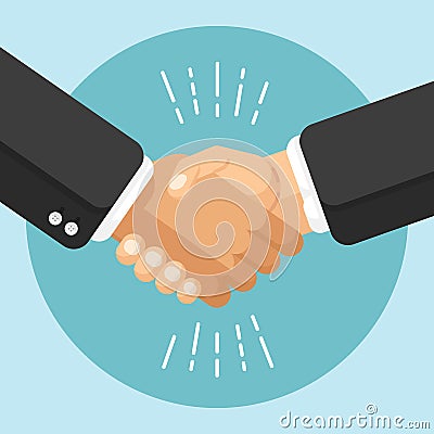 Flat Handshake Design Business Agreement Style Simple Cartoon Drawing Vector Illustration