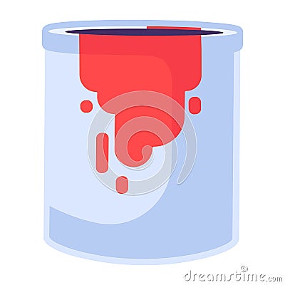 Flat Hazardous Waste Red Paint Can Icon Vector Illustration