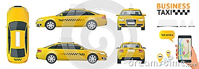 Flat high quality city service transport icon set. Car taxi. Build your own world web infographic collection. Taxi Vector Illustration