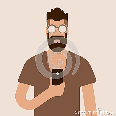 Flat hipster man character . Vector illustration . EPS 10. Vector Illustration