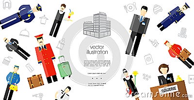 Flat Hotel Staff Template Vector Illustration