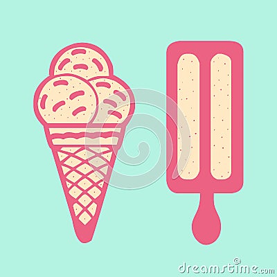 Flat ice cream theme vectors Vector Illustration