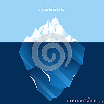 Flat Iceberg illustration with blue color tone Vector Illustration