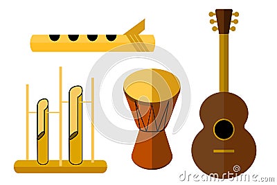 Flat icon of Acoustic music instrument, isolated on white Vector Illustration