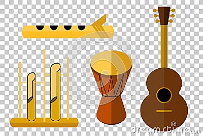 Flat icon of Acoustic music instrument, at transparent effect background Vector Illustration