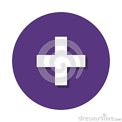 Flat icon addition on purple circle Vector Illustration