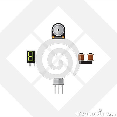 Flat Icon Appliance Set Of Hdd, Display, Resist And Other Vector Objects. Also Includes Calculate, Coil, Hdd Elements. Vector Illustration