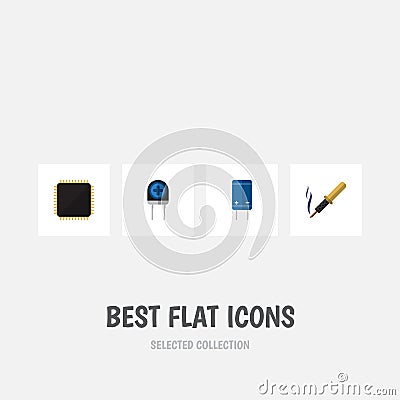 Flat Icon Appliance Set Of Transducer, Cpu, Repair And Other Vector Objects. Also Includes Transducer, Transistor Vector Illustration