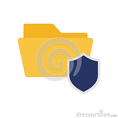 Flat icon business folder with shield Vector Illustration