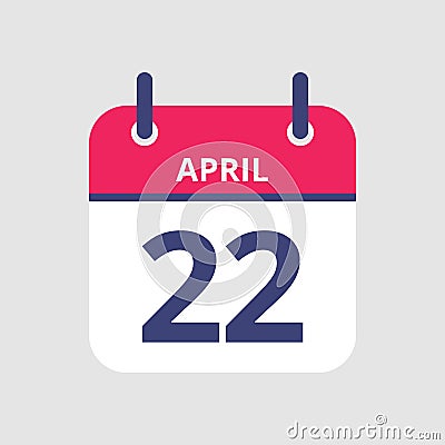 Calendar 22nd of April Vector Illustration