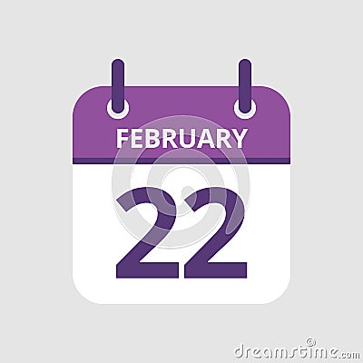 Calendar 22nd of February Vector Illustration