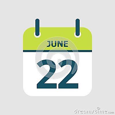 Calendar 22nd of June Vector Illustration