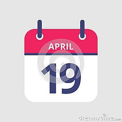 Calendar 19th of April Vector Illustration