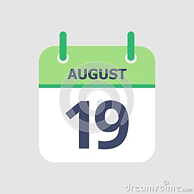 Calendar 19th of August Vector Illustration