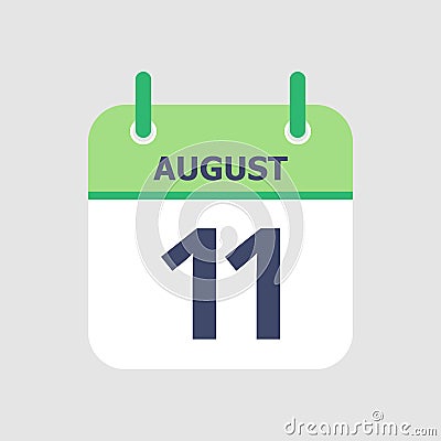 Calendar 11th of August Vector Illustration