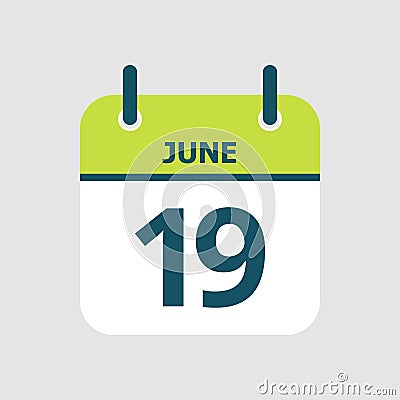 Calendar 19th of June Vector Illustration