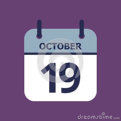 Calendar 19th of October Vector Illustration