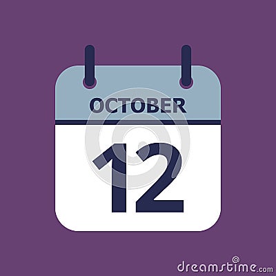 Calendar 12th of October Vector Illustration