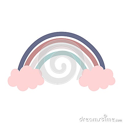 Flat icon clouds and colorful rainbow Vector Illustration