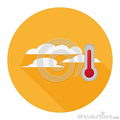 Flat Icon Clouds With Thermometer Long Shadow Stock Photo