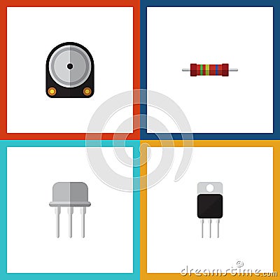 Flat Icon Electronics Set Of Hdd, Resistance, Resist And Other Vector Objects. Also Includes Resist, Hard, Electronics Vector Illustration