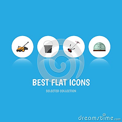 Flat Icon Farm Set Of Hothouse Vector Illustration