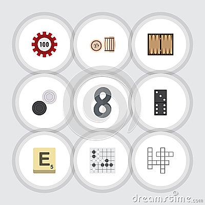 Flat Icon Games Set Of Poker, Lottery, Guess And Other Vector Objects. Also Includes Game, Chip, Gomoku Elements. Vector Illustration