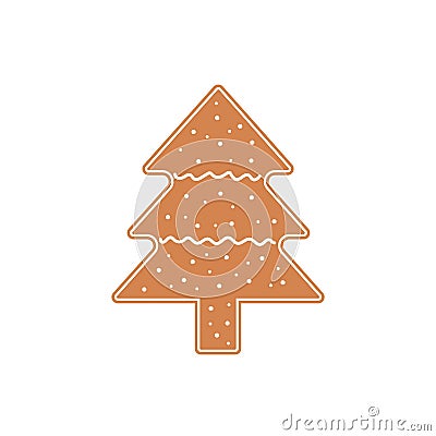 Flat icon gingerbread Christmas tree Vector Illustration