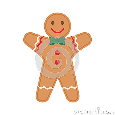 Flat icon gingerbread man cookie Vector Illustration