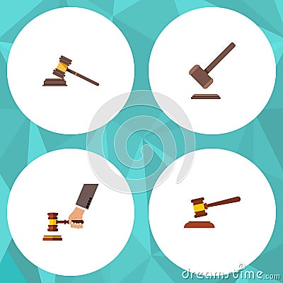 Flat Icon Hammer Set Of Hammer Vector Illustration