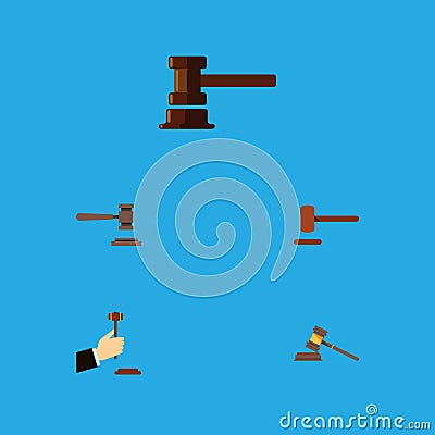 Flat Icon Hammer Set Of Legal, Defense, Government Building And Other Vector Objects. Also Includes Court, Hammer Vector Illustration