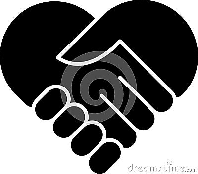 Flat icon of handshake in the form of a heart Vector Illustration