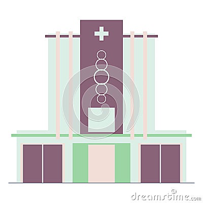 Flat icon hospital building architecture art deco gothic style vector Stock Photo