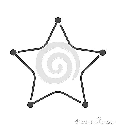 Flat icon illustration, five finger star in PCB-layout style. Co Vector Illustration