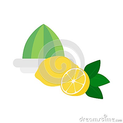 Flat icon lemon squeezer with lemon Vector Illustration