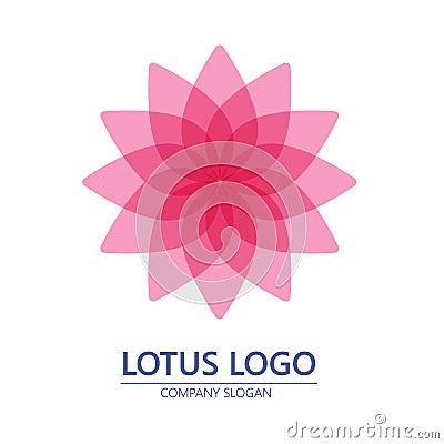 Lotus logo. Flat logo lotos. Flower logo. lotus symbol. Yoga logotype. Stock Photo