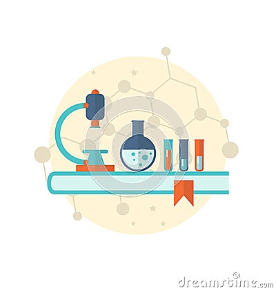 Flat icon of objects chemical laboratory Vector Illustration