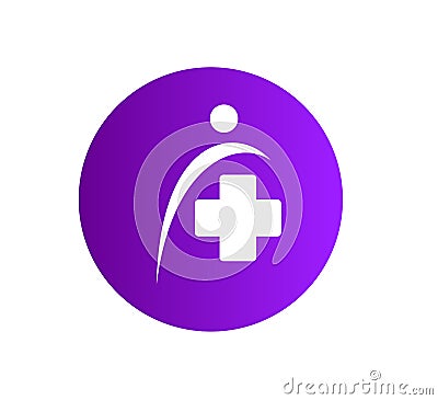 Flat icon people in circle with medical sign vector design element. Stock Photo
