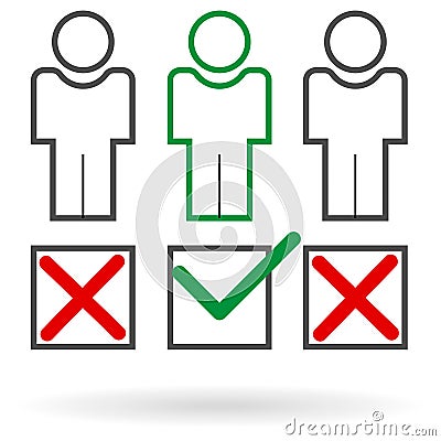 Flat icon for selecting a candidate for the position Stock Photo