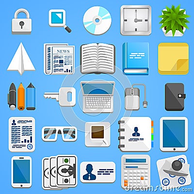 Flat icon set business. Vector Vector Illustration