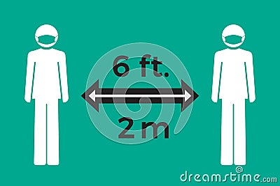 Stay six feet or two meters apart Vector Illustration