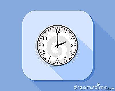 Flat icon style of the analog clock Vector Illustration