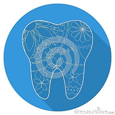 Flat icon of tooth Vector Illustration