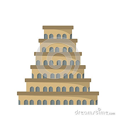 Flat icon of the tower of Babel. Vector Illustration