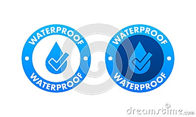 Flat icon with water proof on dust background. Flat blue vector icon. Vector Illustration