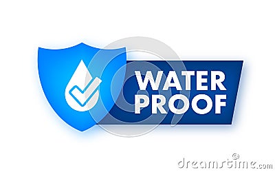 Flat icon with water proof on dust background. Flat blue vector icon. Vector Illustration