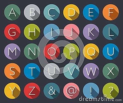 Flat icons alphabet Vector Illustration