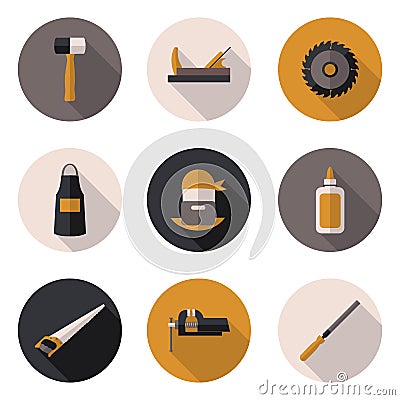 Flat icons carpenter Vector Illustration