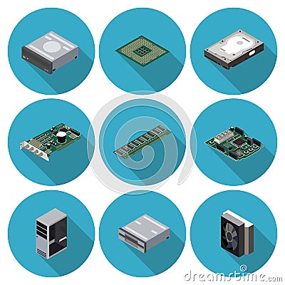 Flat icons computer components Stock Photo