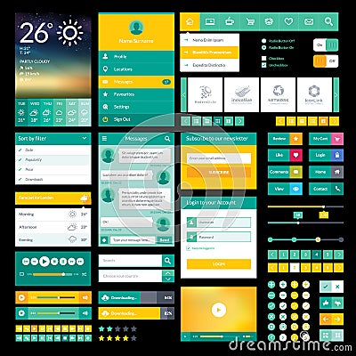 Flat icons and elements for mobile app and web des Vector Illustration